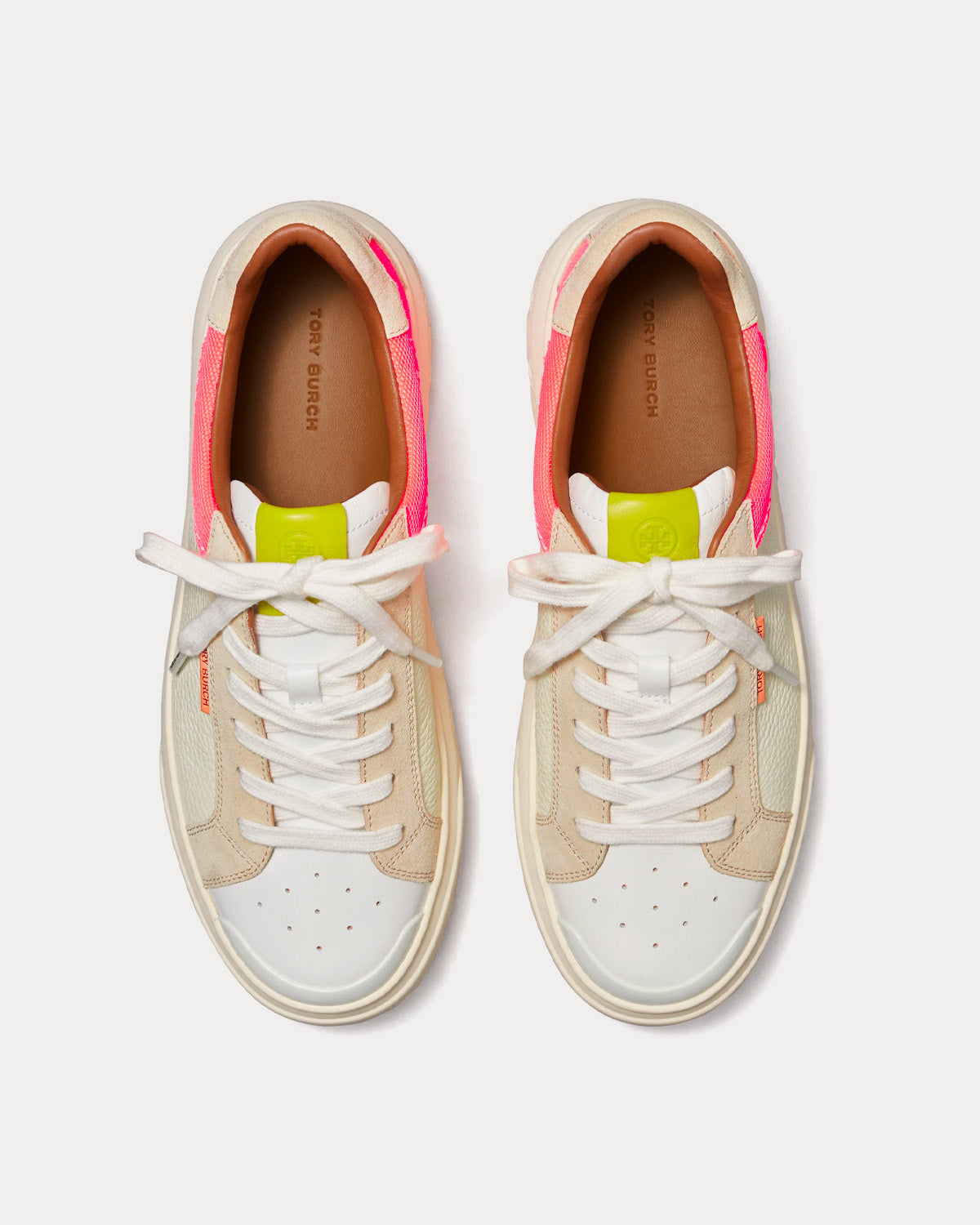 Tory Burch Ladybug New Cream / Flourescent Pink / Light G Low Top Sneakers - 2