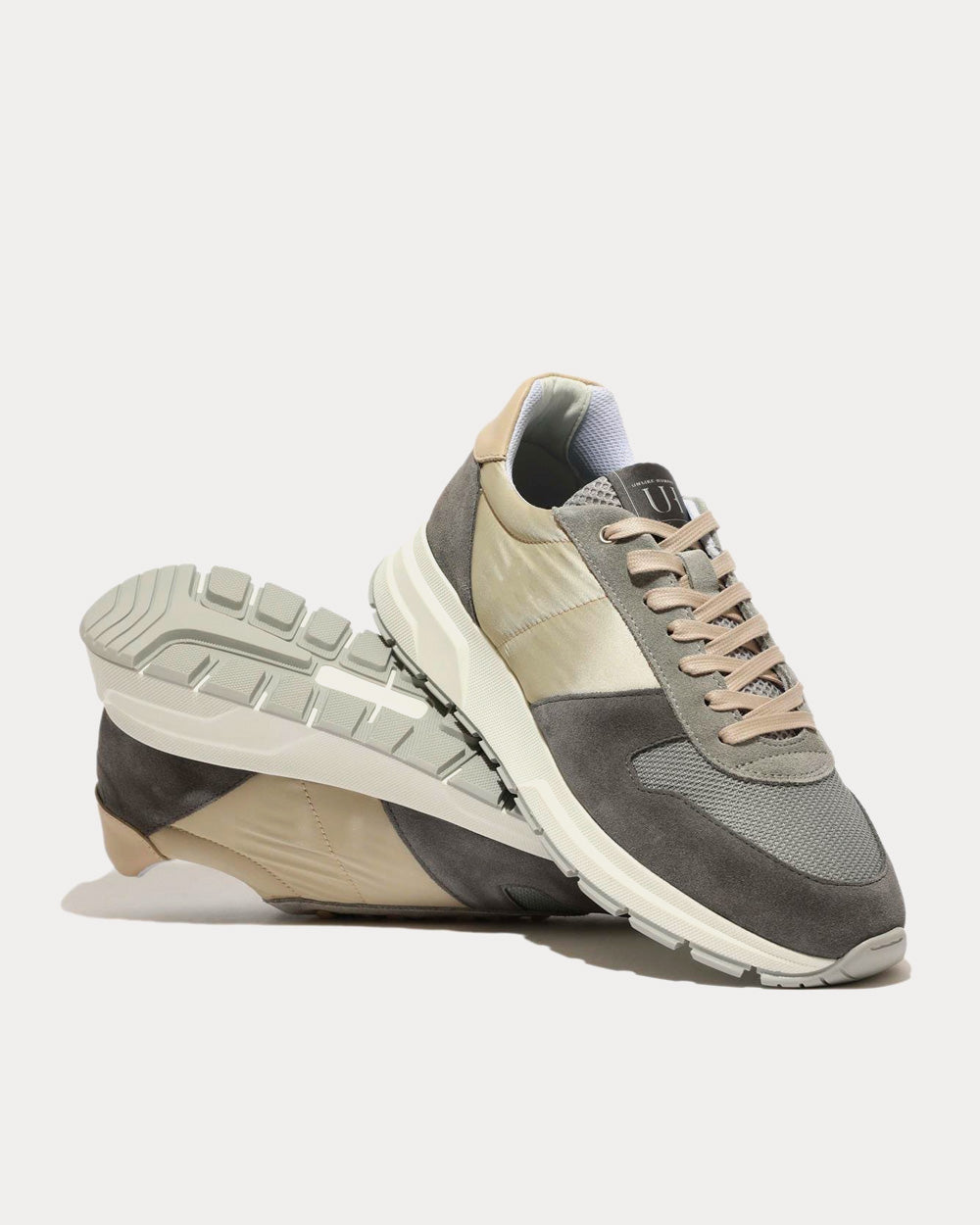 Unlike Humans UHF04 Runner Nylon & Mesh Grey / Beige Low Top Sneakers - 3