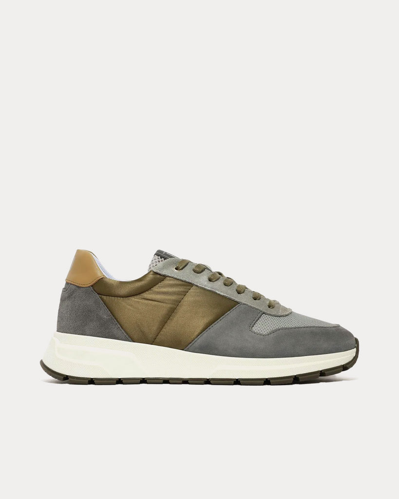 Unlike Humans UHF04 Runner Nylon & Mesh Grey / Olive Low Top Sneakers ...