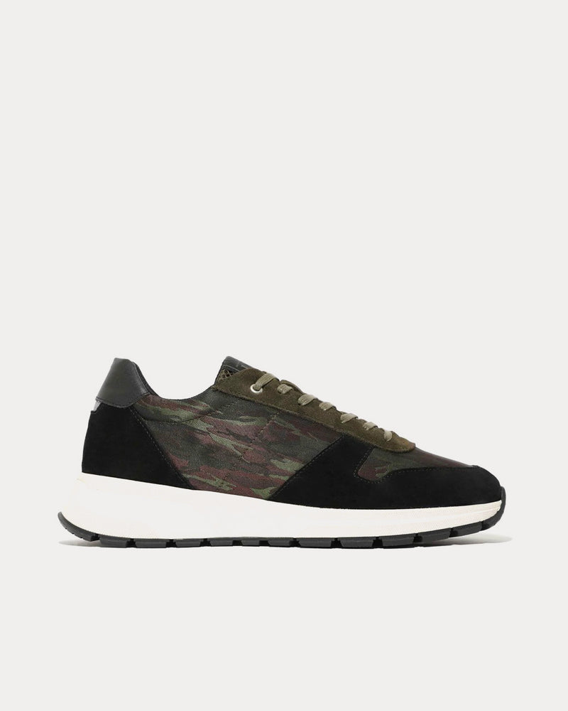 Unlike Humans UHF04 Runner Olive Nylon Camo Low Top Sneakers - 1