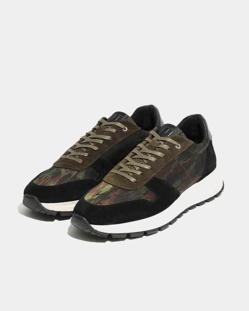 Unlike Humans UHF04 Runner Olive Nylon Camo Low Top Sneakers - 2