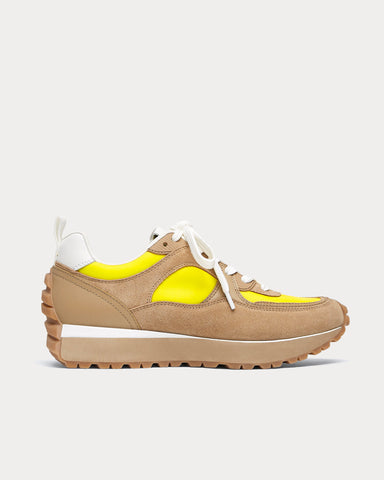 Uterqüe Contrasting Beige / Yellow Low Top Sneakers