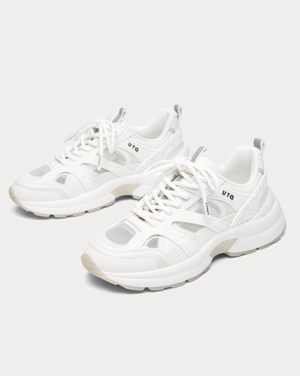 Uterqüe Technical White Low Top Sneakers - 2