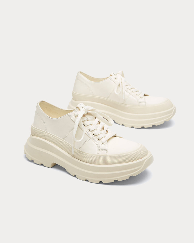 Uterqüe Monochrome Cream Low Top Sneakers - 2