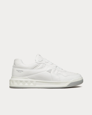 Valentino One Stud Calfskin White Low Top Sneakers