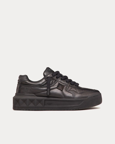 Valentino One Stud Nappa Leather Black Low Top Sneakers