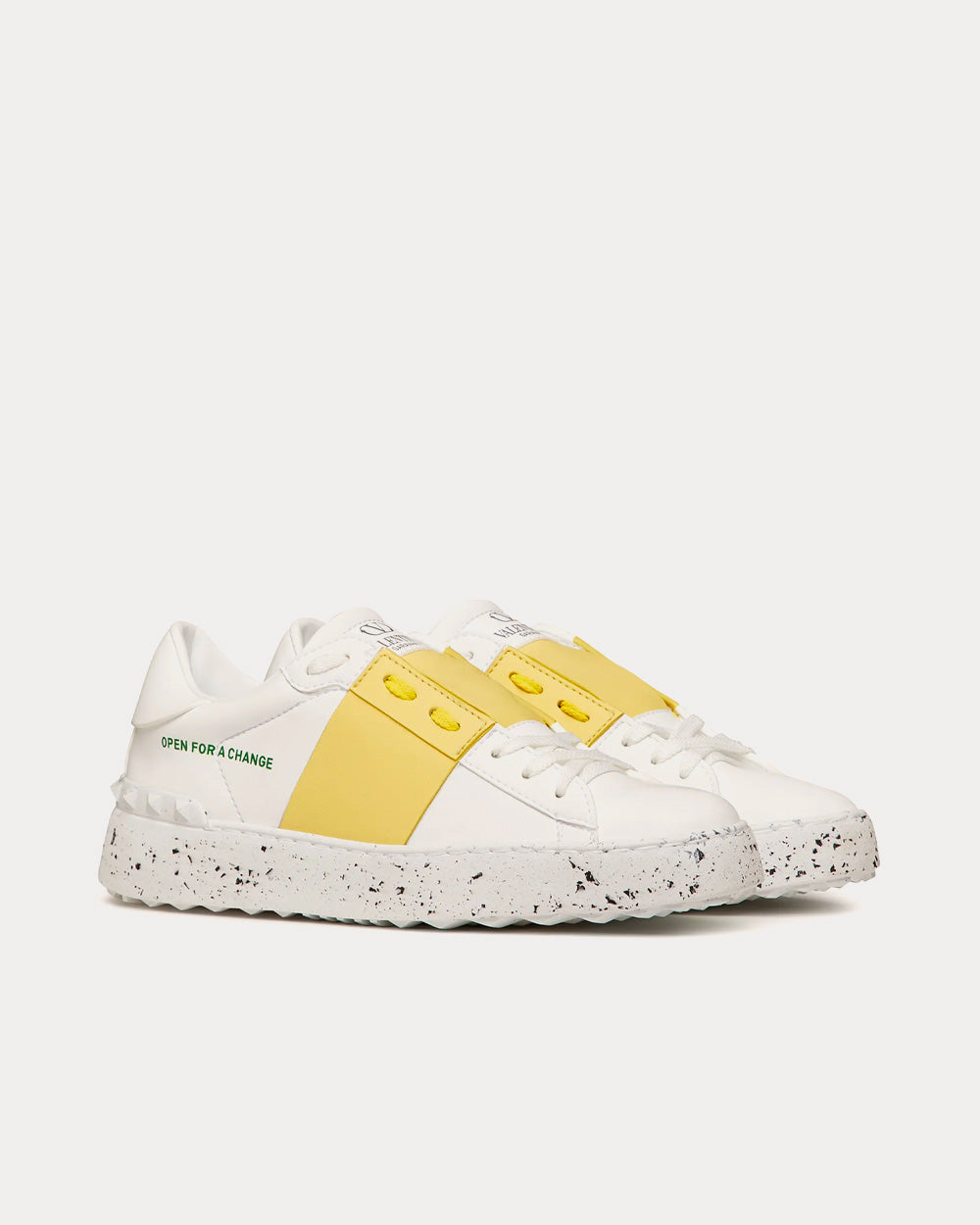 Valentino Open For A Change Bio-Based Material White / Lemon Cream Low Top Sneakers - 3