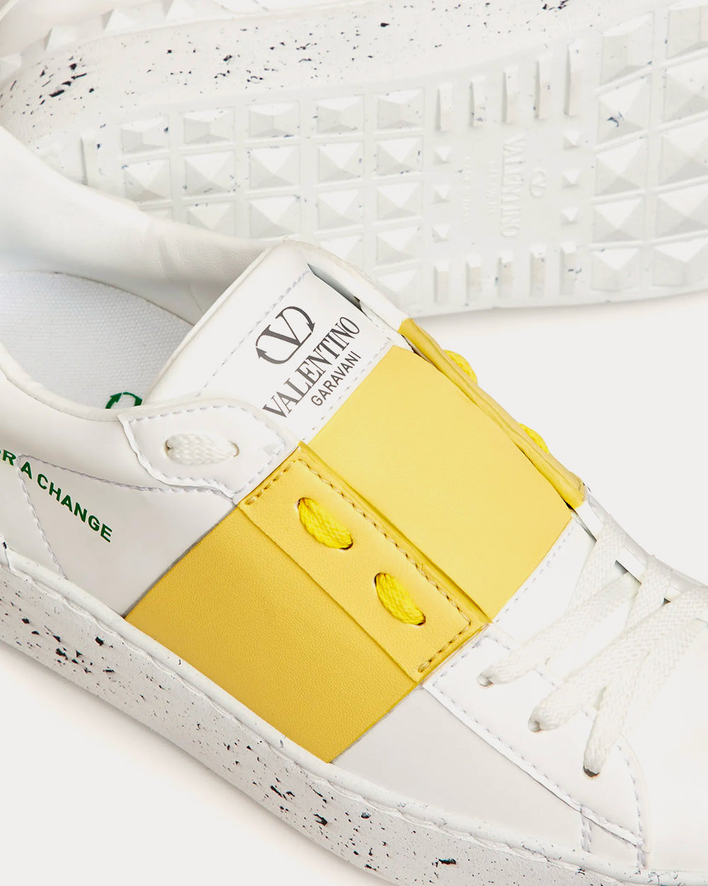 Valentino Open For A Change Bio-Based Material White / Lemon Cream Low Top Sneakers - 5