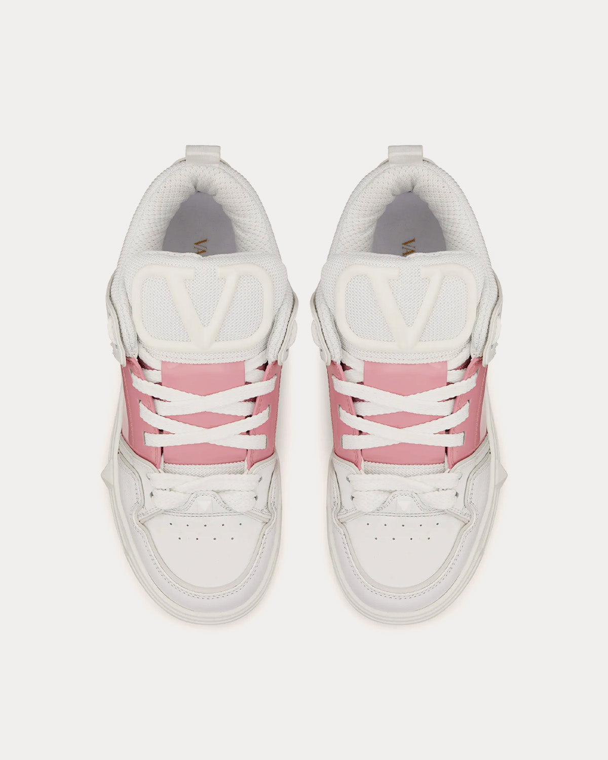 Valentino Open Skate Calfskin with Patent Leather Band White / Coral Low Top Sneakers - 2