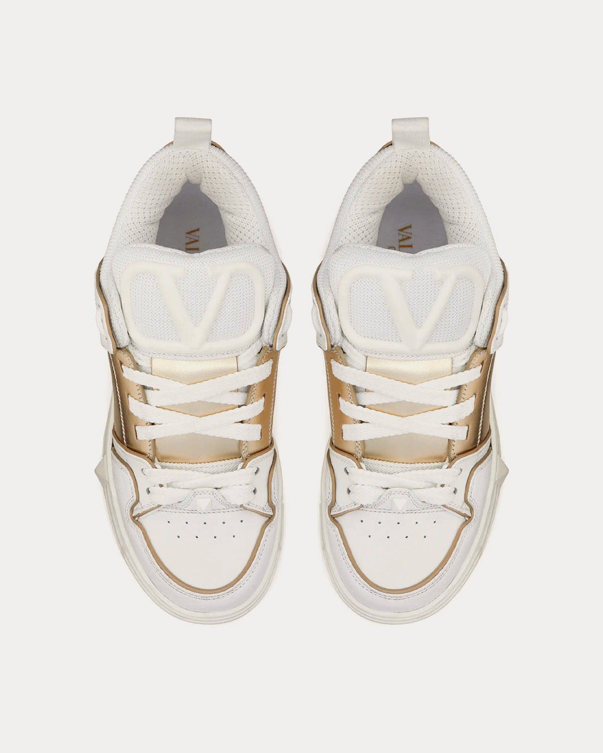 Valentino Open Skate Calfskin with Metallic Band White / Platinum Low Top Sneakers - 2