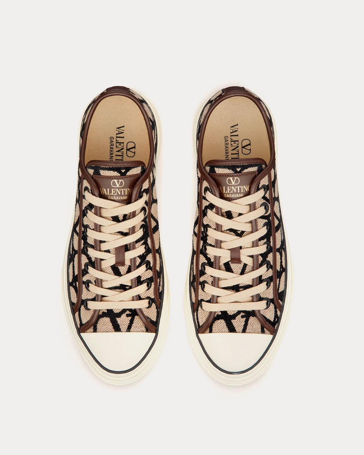 Valentino Toile Iconographe Totaloop Beige / Black Low Top Sneakers - 2