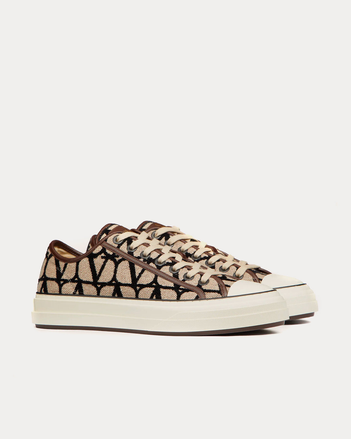 Valentino Toile Iconographe Totaloop Beige / Black Low Top Sneakers - 3