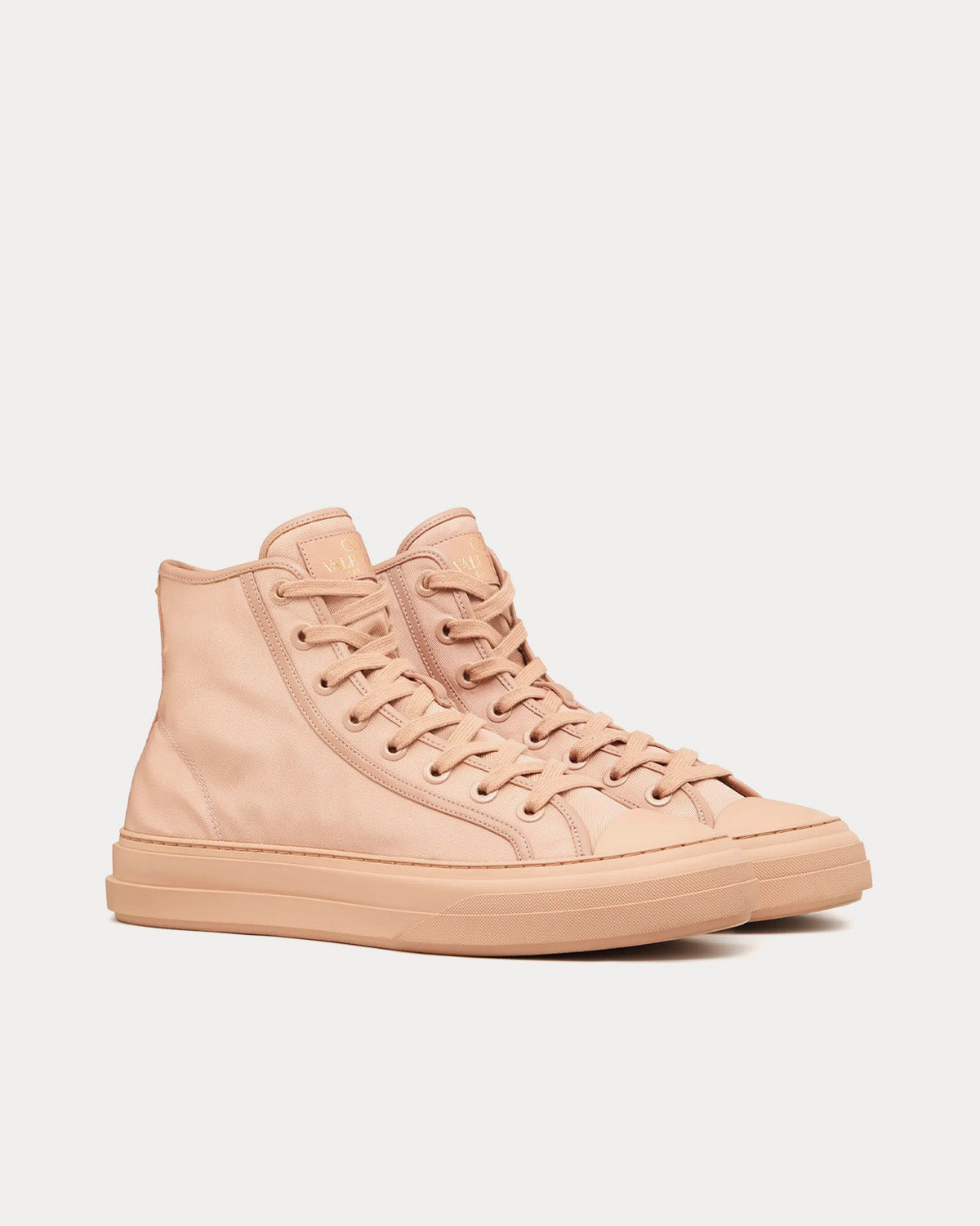 Valentino Totaloop Nylon / Leather Beige High Top Sneakers - 3