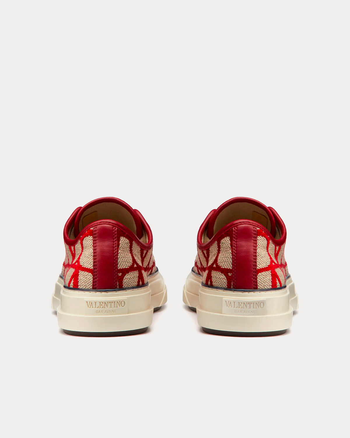 Valentino Toile Iconographe Totaloop Beige / Red Low Top Sneakers - 4