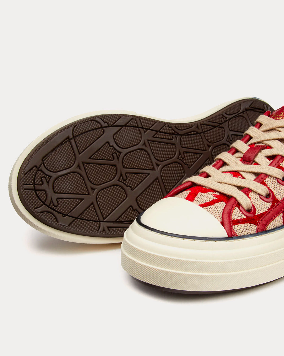 Valentino Toile Iconographe Totaloop Beige / Red Low Top Sneakers - 5