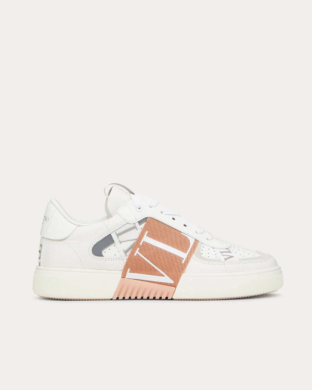 Valentino VL7N Banded Calfskin White & Pink Low Top Sneakers - 1