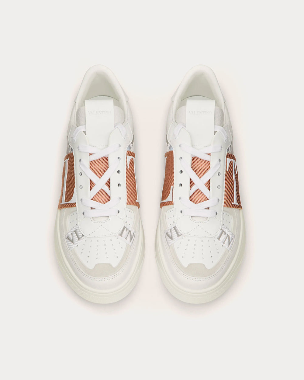 Valentino VL7N Banded Calfskin White & Pink Low Top Sneakers - 3