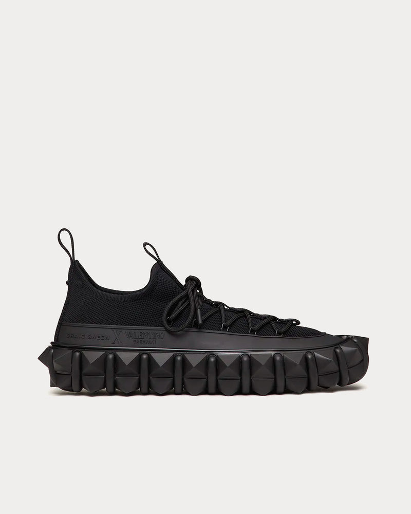 Valentino x Craig Green Rockstud X Black / Black Low Top Sneakers - 1