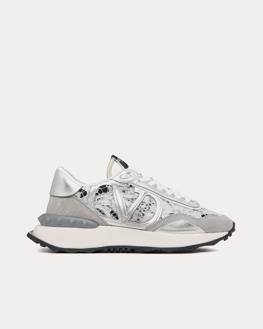 Valentino Lacerunner Silver / Pastel Grey Low Top Sneakers - 1