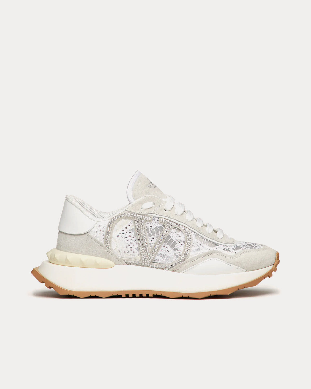 Valentino Lacerunner Lace & Mesh White Low Top Sneakers - 1