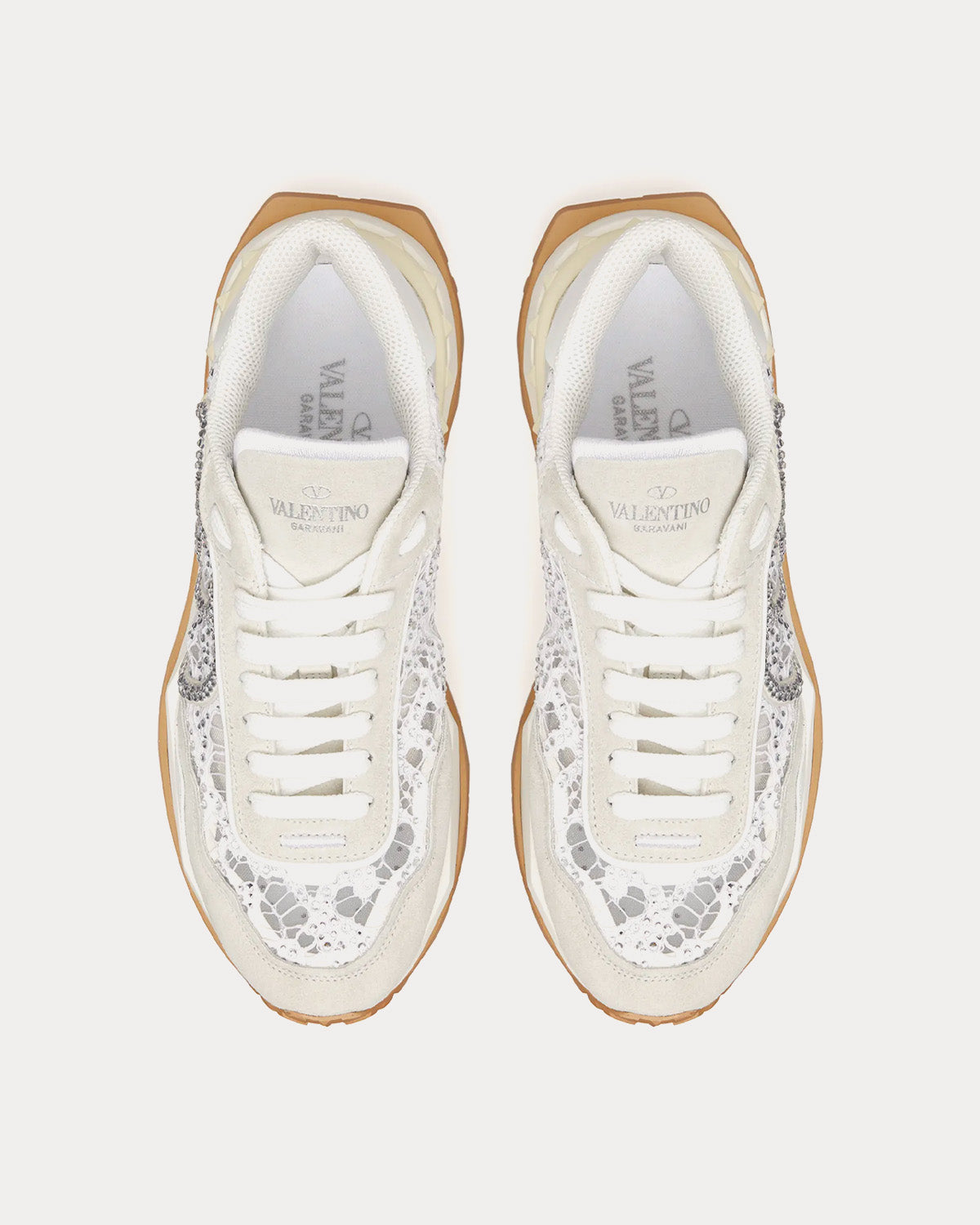 Valentino Lacerunner Lace & Mesh White Low Top Sneakers - 2