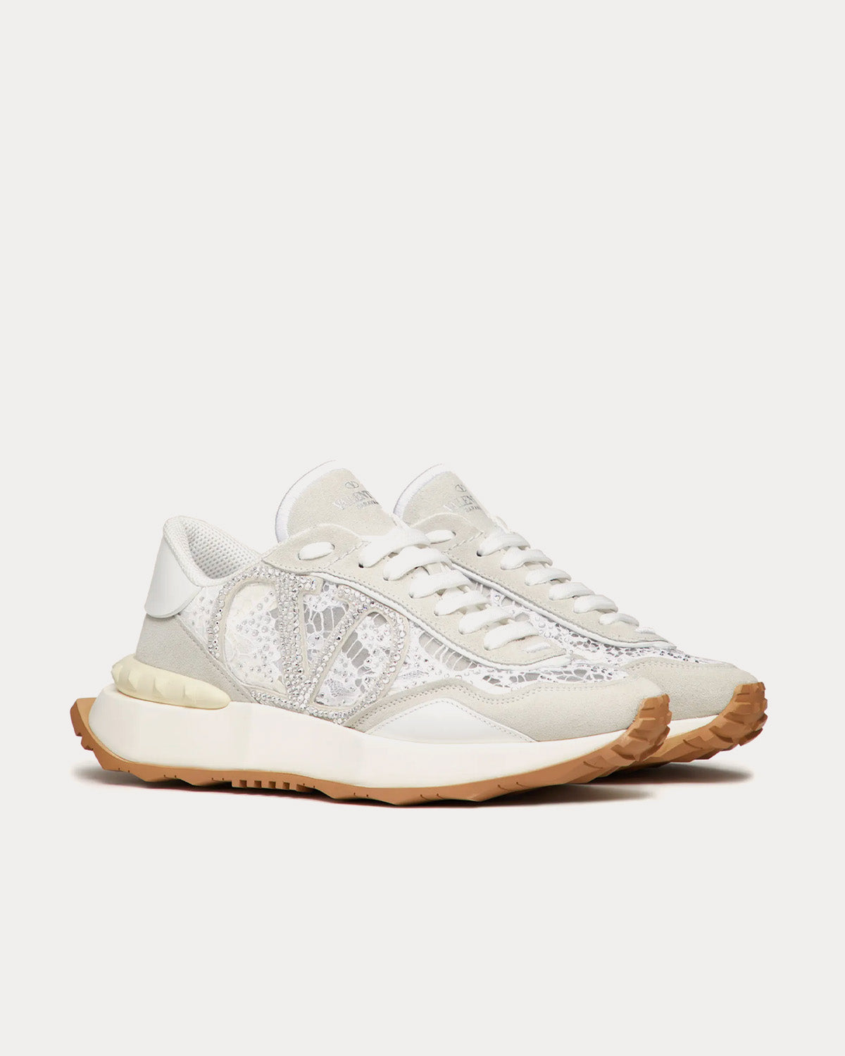 Valentino Lacerunner Lace & Mesh White Low Top Sneakers - 3