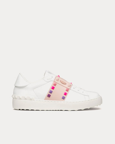 Valentino Rockstud Untitled Calfskin White / Rose Quartz Low Top Sneakers