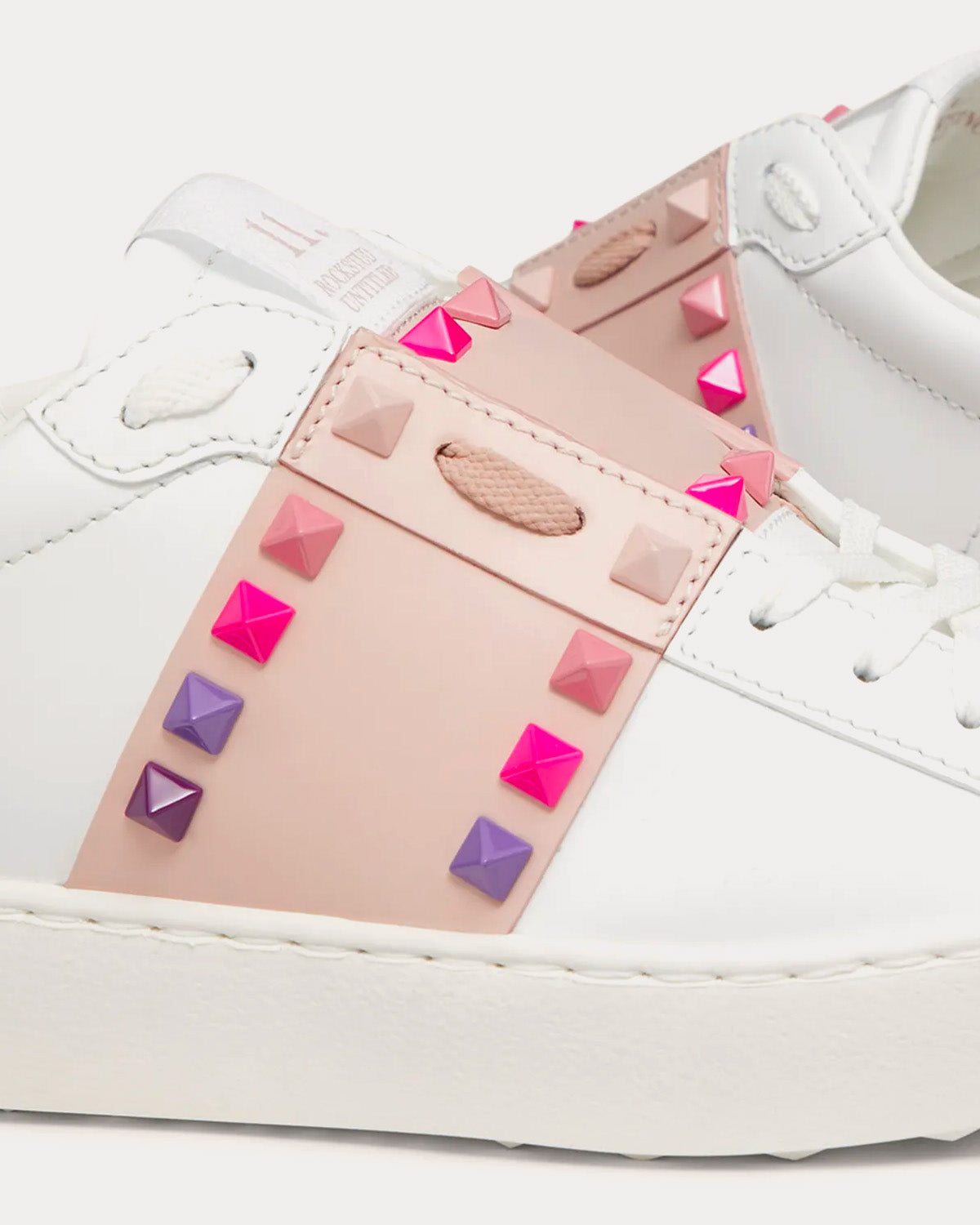 Valentino Rockstud Untitled Calfskin White / Rose Quartz Low Top Sneakers - 5