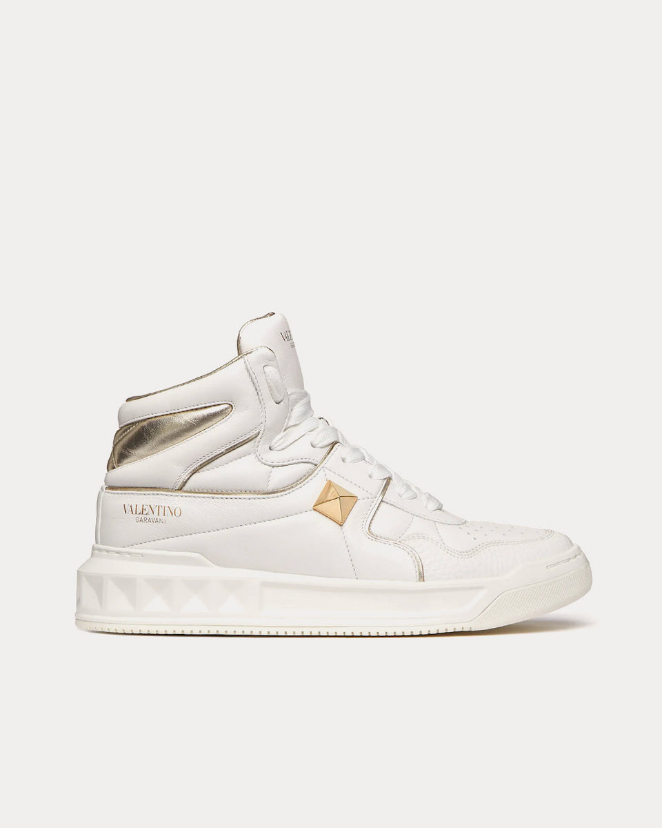 Valentino One Stud Nappa Platinum Mid Top Sneakers - Sneak in Peace