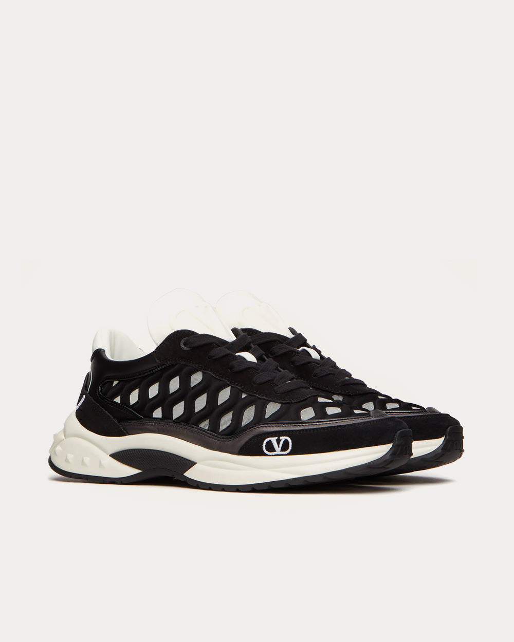 Valentino Ready Go Fabric & Leather Black / Light Ivory Low Top Sneakers - 3