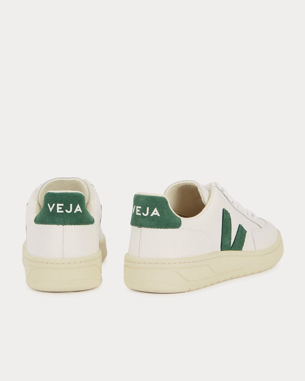 Veja - V-12 White / Dark Green Low Top Sneakers