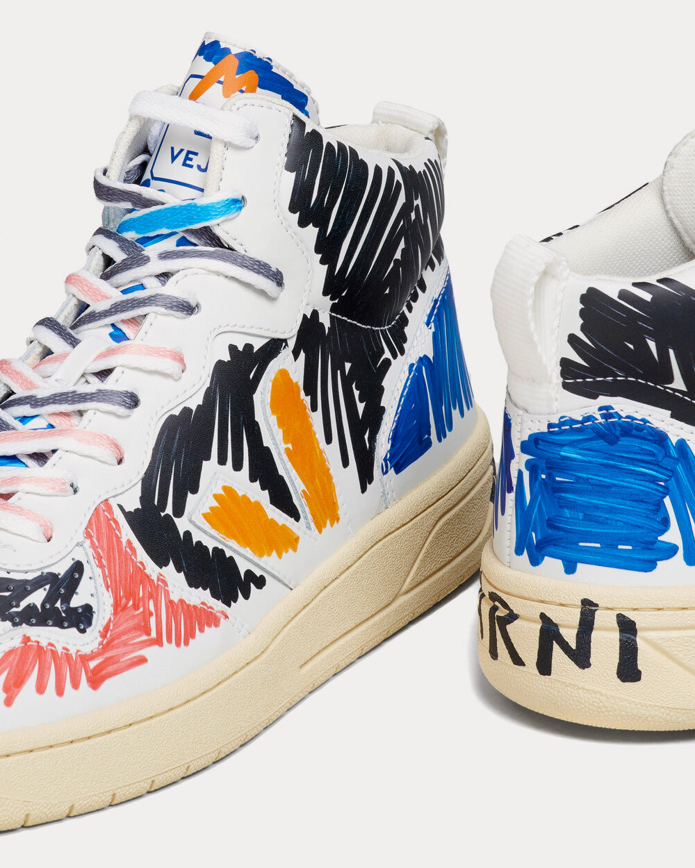 Veja x Marni V-15 Black High Top Sneakers - 4