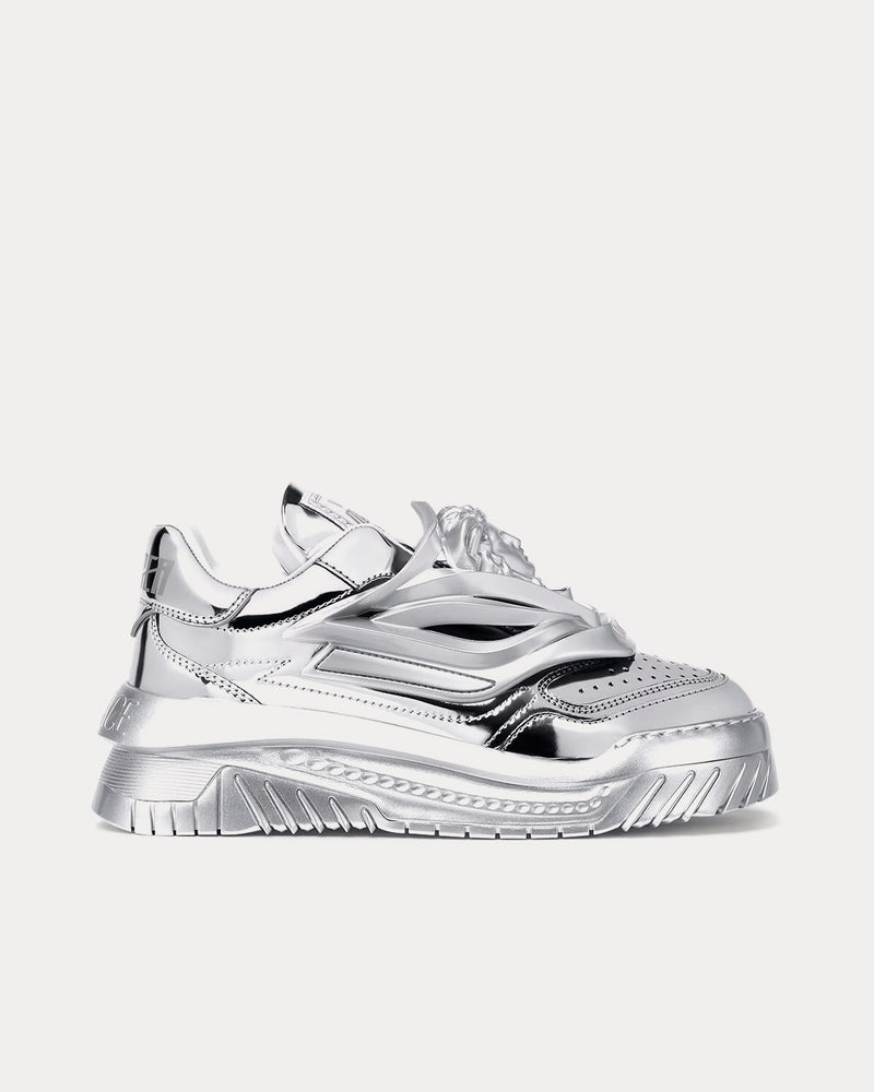 Versace Odissea Leather Silver Low Top Sneakers - 1