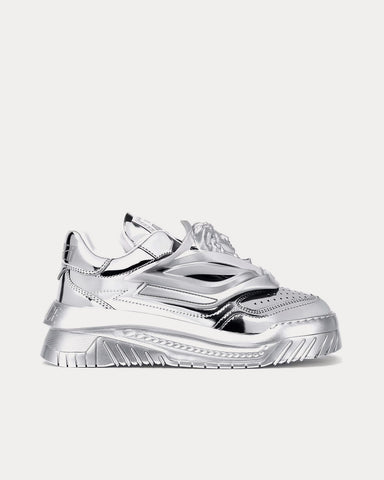 Versace Odissea Leather Silver Low Top Sneakers