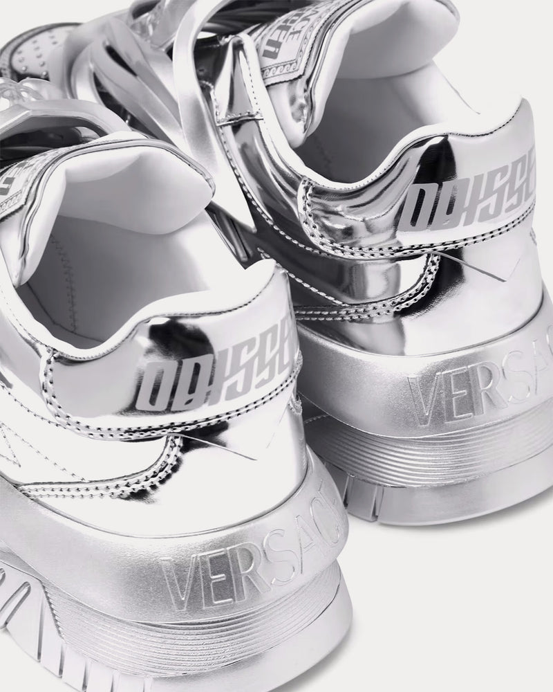 Versace Odissea Leather Silver Low Top Sneakers - 4