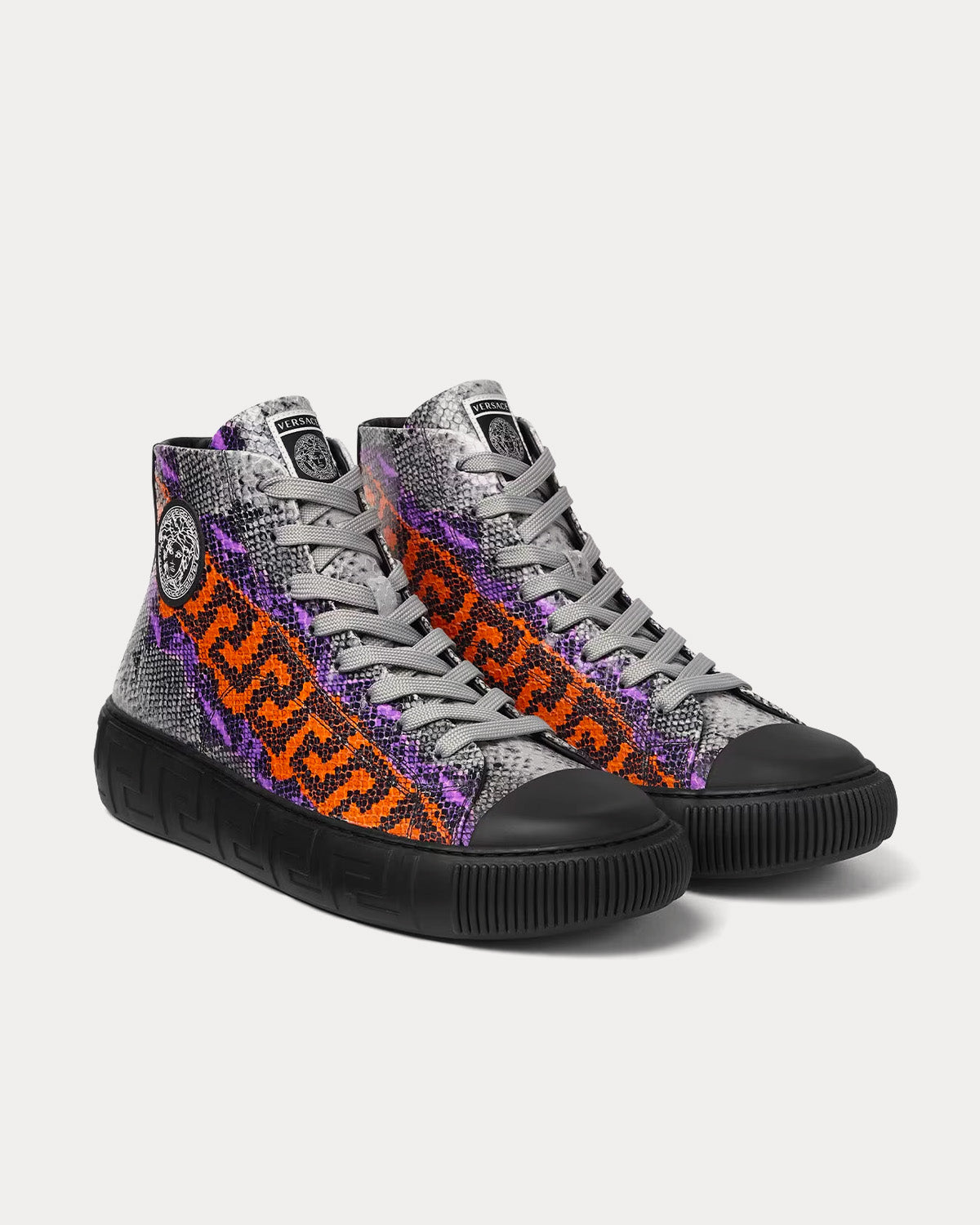 Versace Greca Python Greca Print High Top Sneakers - 2