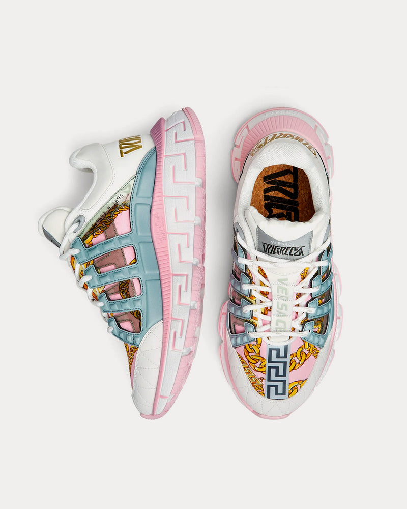 Versace Trigreca White / Pink Low Top Sneakers - 2