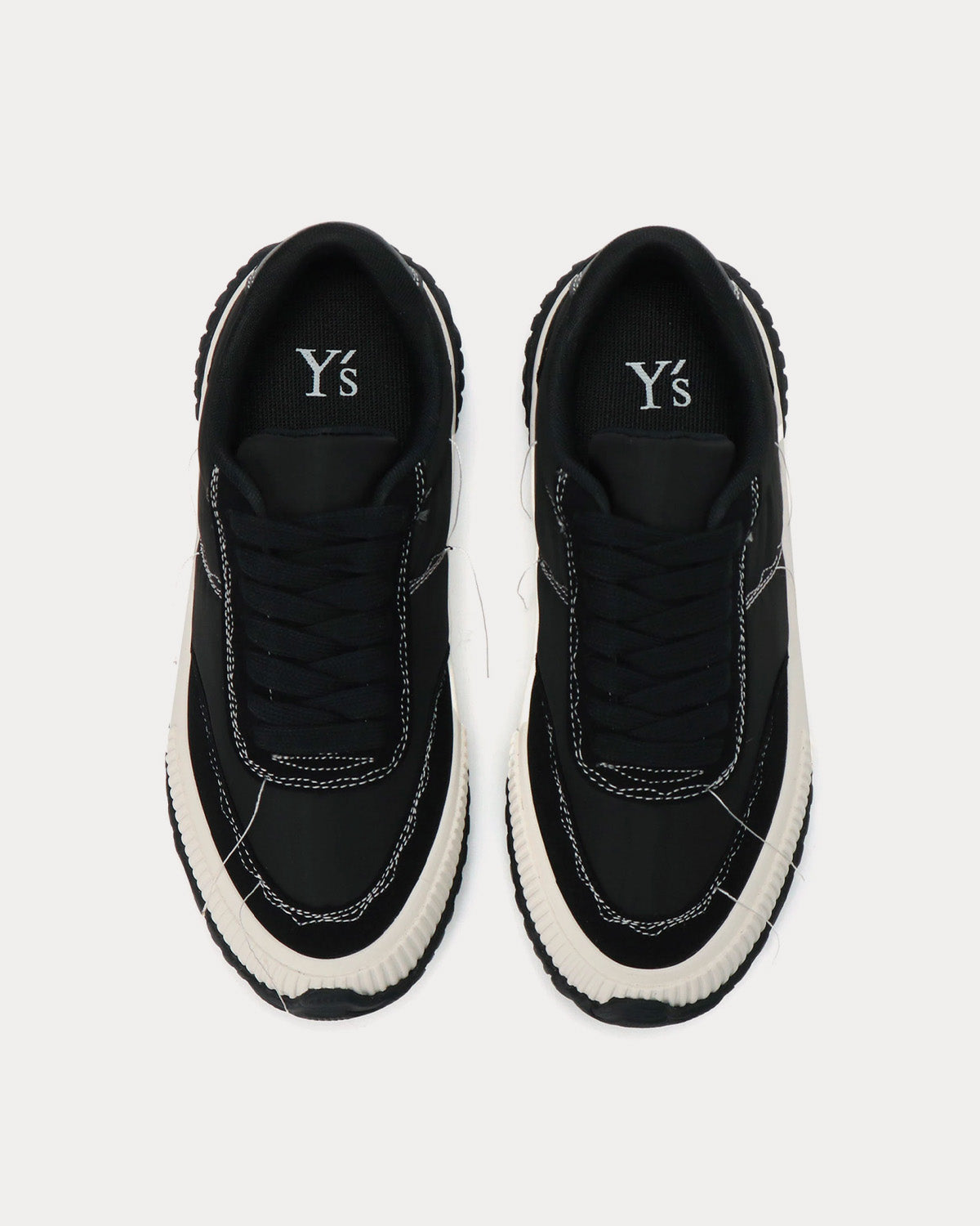 Yohji Yamamoto Y's Ox Rough Stitch Black / White Low Top Sneakers - 2