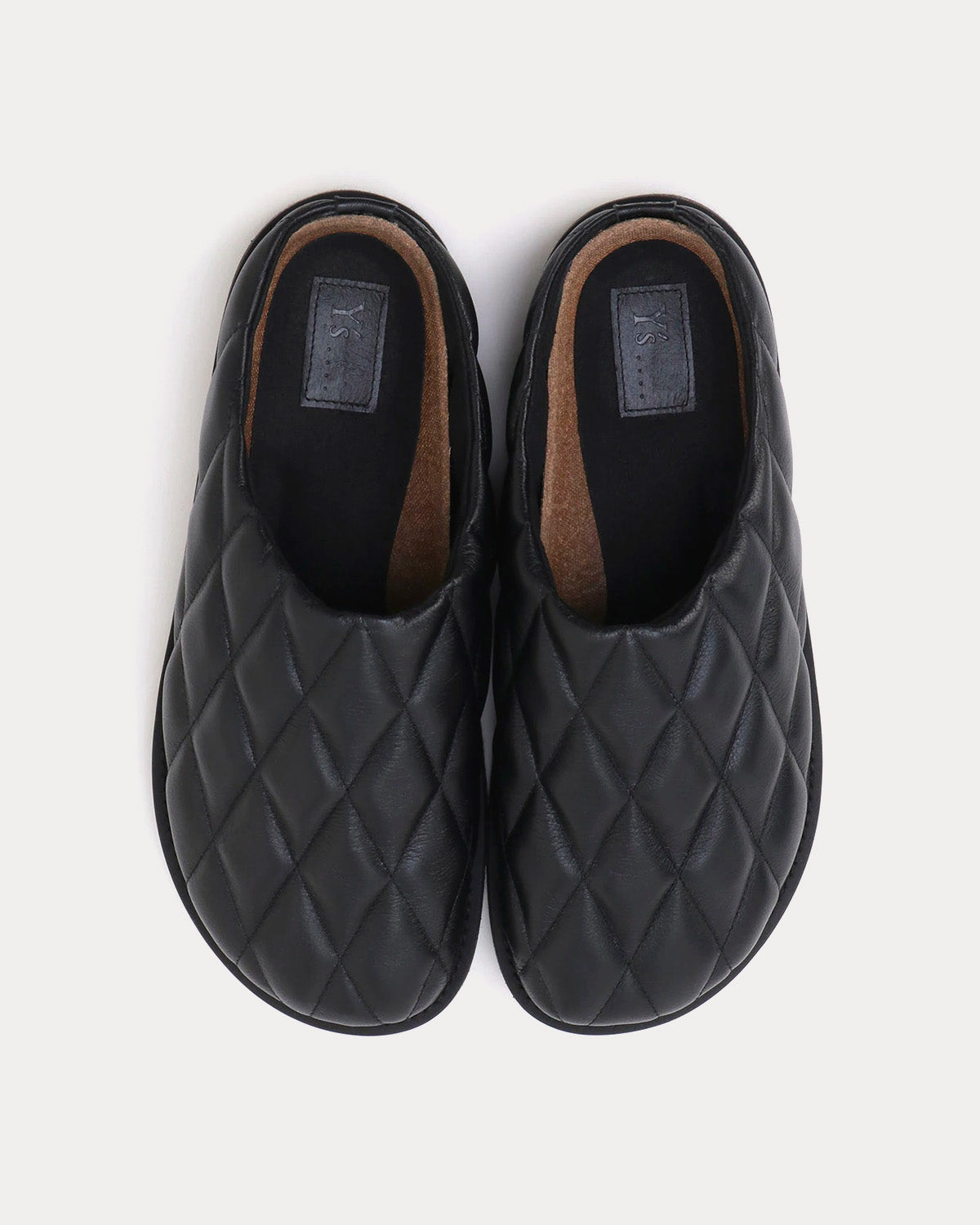 Yohji Yamamoto Y's Cow Leather Quilting Black Slip Ons - 2