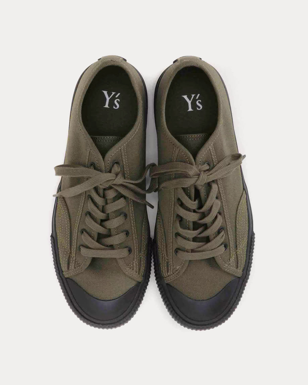 Yohji Yamamoto Y's No.9 Flat Canvas Khaki Low Top Sneakers - 2