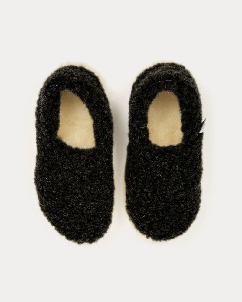 Yoko Wool Siberian Wool Black Slip Ons - 2