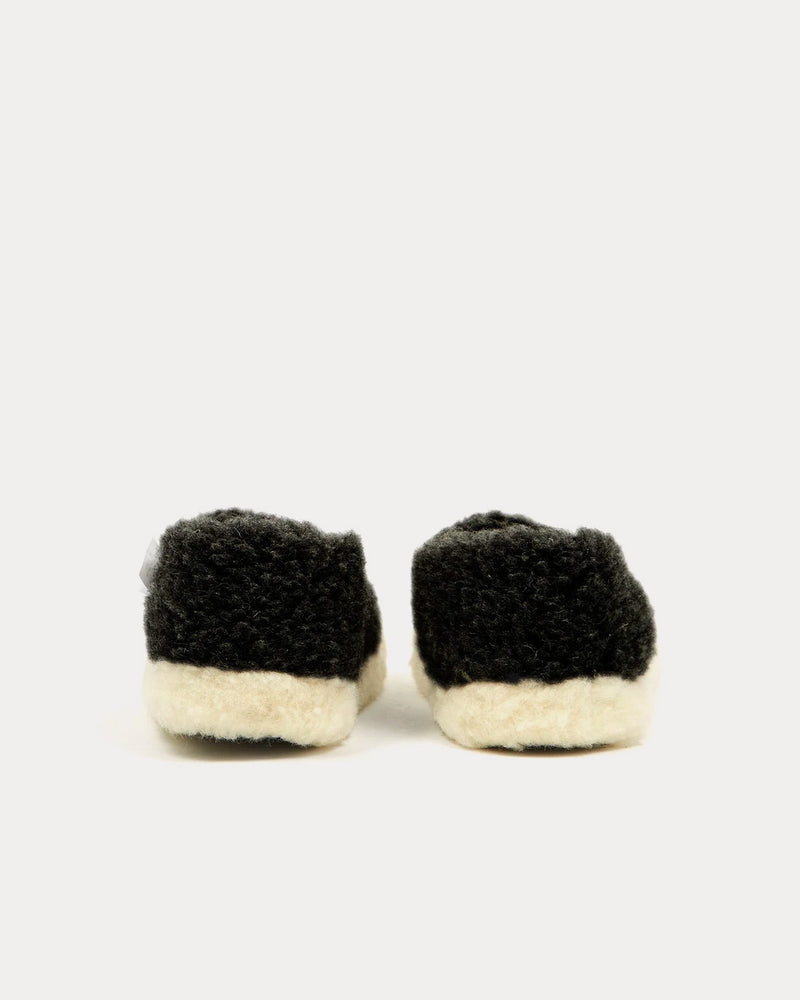 Yoko Wool Siberian Wool Black Slip Ons - 4