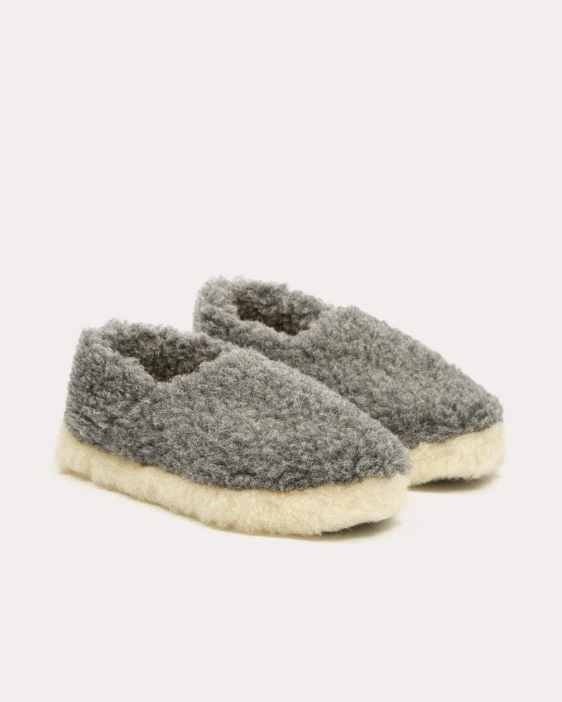 Yoko Wool Siberian Wool Graphite Slip Ons - 3