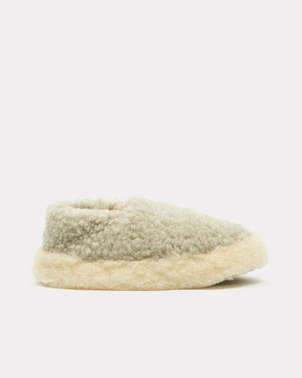 Yoko Wool Siberian Wool Light Grey Slip Ons - 1