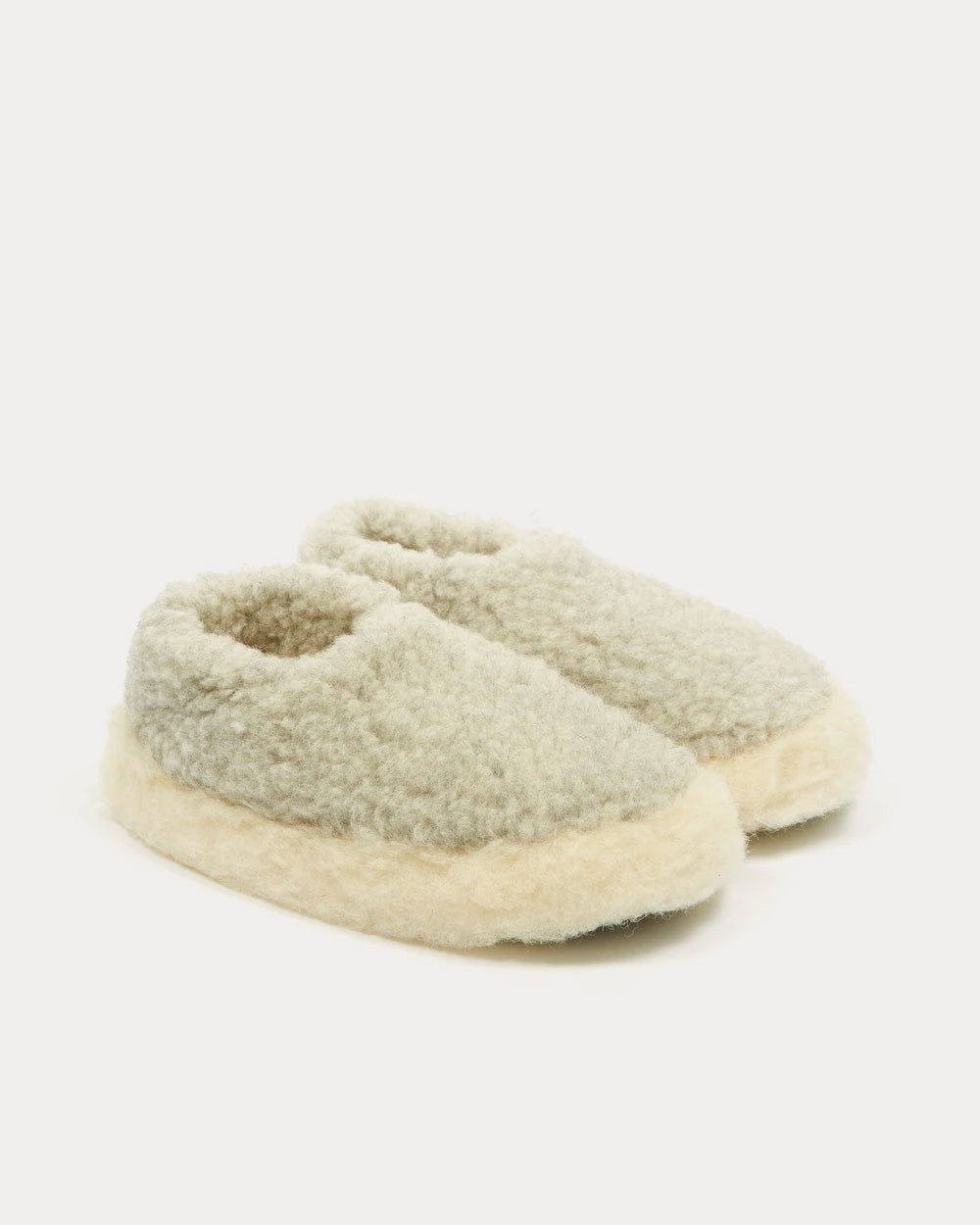 Yoko Wool Siberian Wool Light Grey Slip Ons - 3