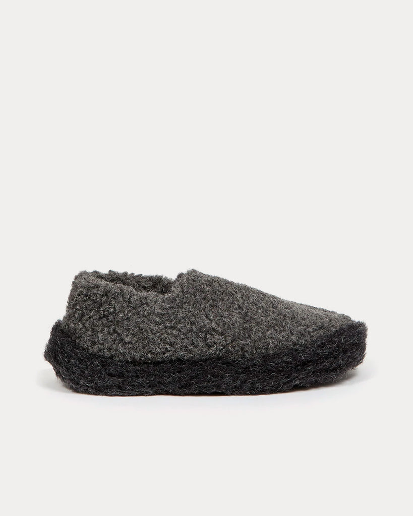 Yoko Wool x Goodhood Siberian Wool Graphite Black Slip Ons