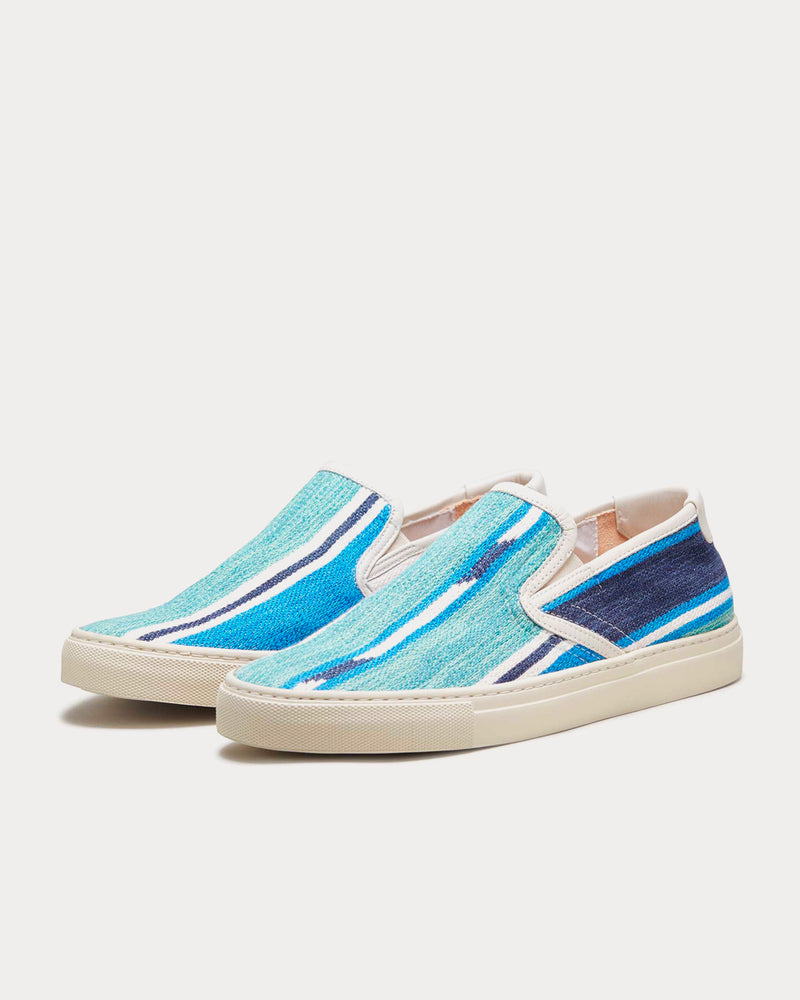 Zespa Textile Fantaisie Kilim Bleu Slip On Sneakers - 2