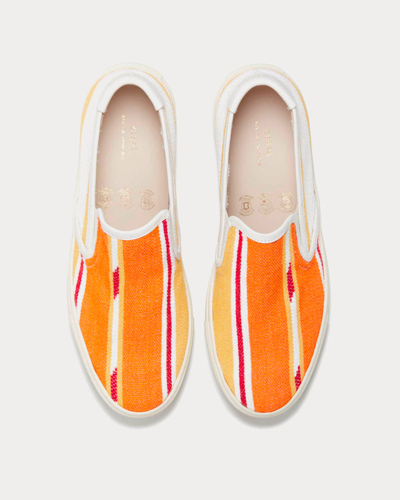 Zespa Textile Fantaisie Kilim Orange Slip On Sneakers - 3